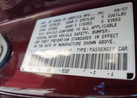 2008 Honda Accord 3.5 Ex-L from USA, damaged, VIN 1HGCP36838A008298